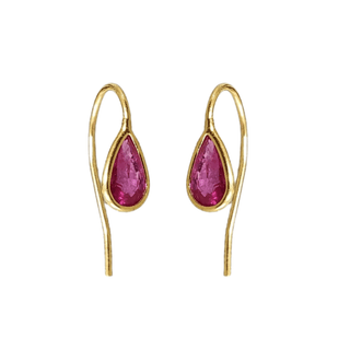 18k Gold Pear Shape Ruby Wire Earrings - K Jewelry Accessories