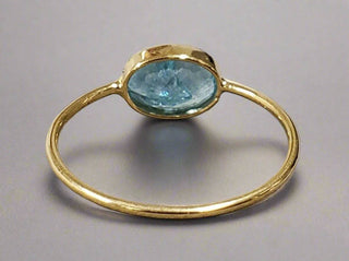 Oval 18k Gold Natural Paraiba Apatite Ring - K Jewelry Accessories
