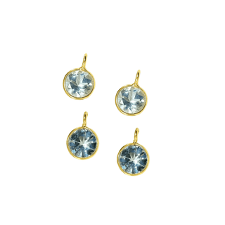 18k Gold 5 mm Round Aquamarine Charm - K Jewelry Accessories