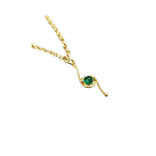 18k Gold Emerald Cabochon Pendant - K Jewelry Accessories