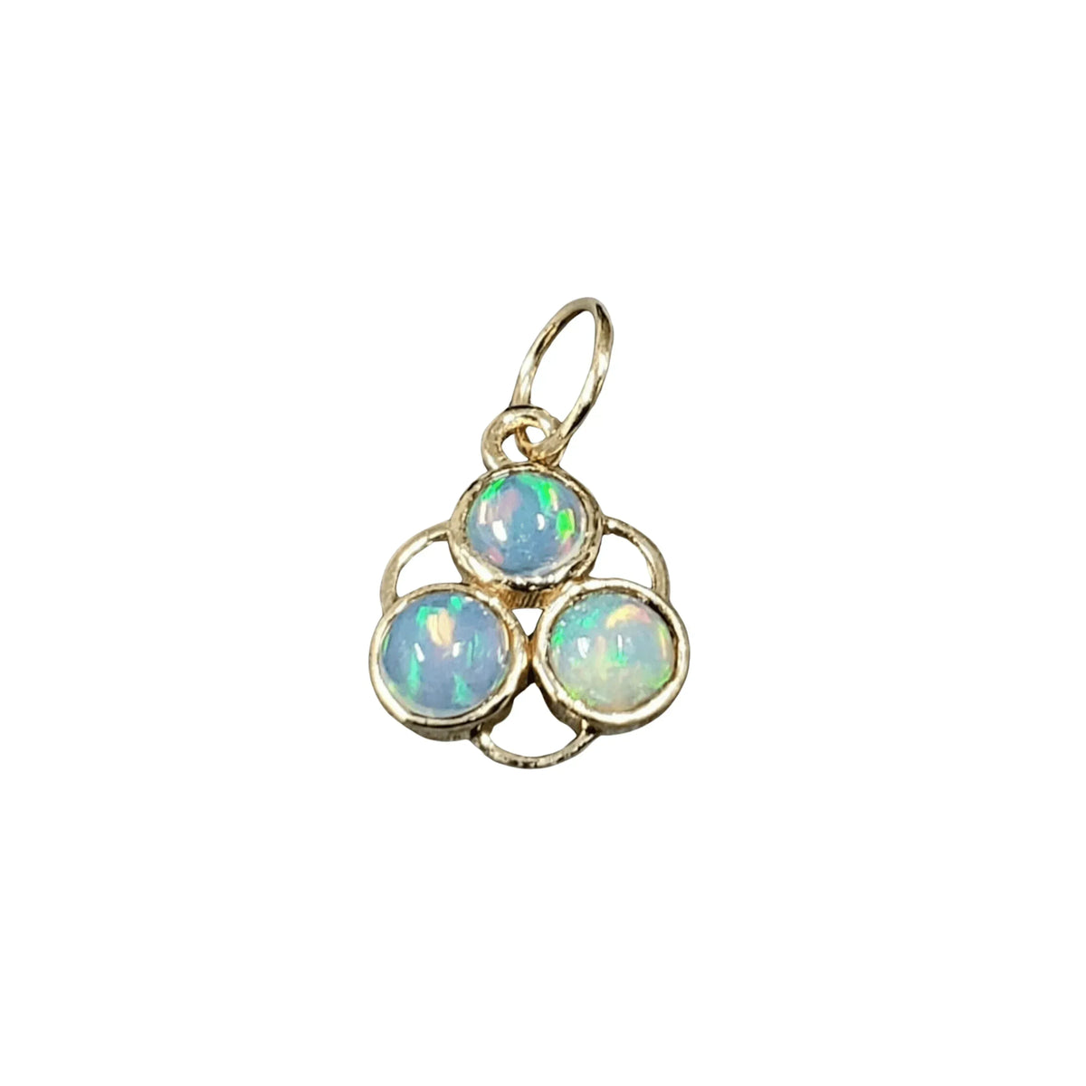 18k Gold Ethiopian Opal 3 Stone Pendant - K Jewelry Accessories