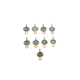 18k Gold Ethiopian Opal Connector Charms - K Jewelry Accessories