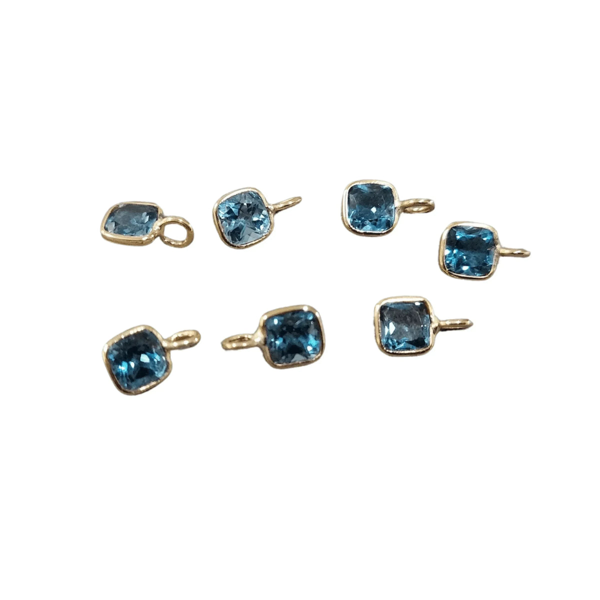 18k Gold London Blue Topaz Cushion Charm for women - K Jewelry Accessories