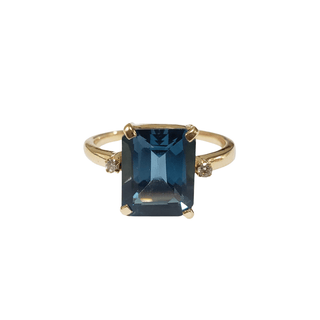 18k Gold London Blue Topaz Diamond Ring - K Jewelry Accessories