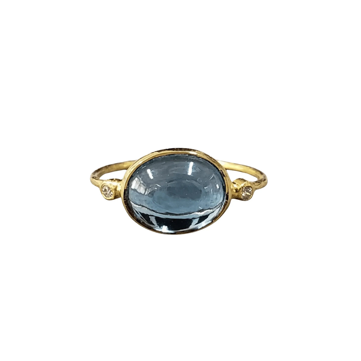 18k Gold London Blue Topaz With Diamonds Ring Unisex - K Jewelry Accessories