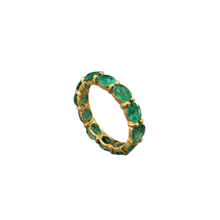 18k Gold Natural Emerald Eternity Band Ring - K Jewelry Accessories