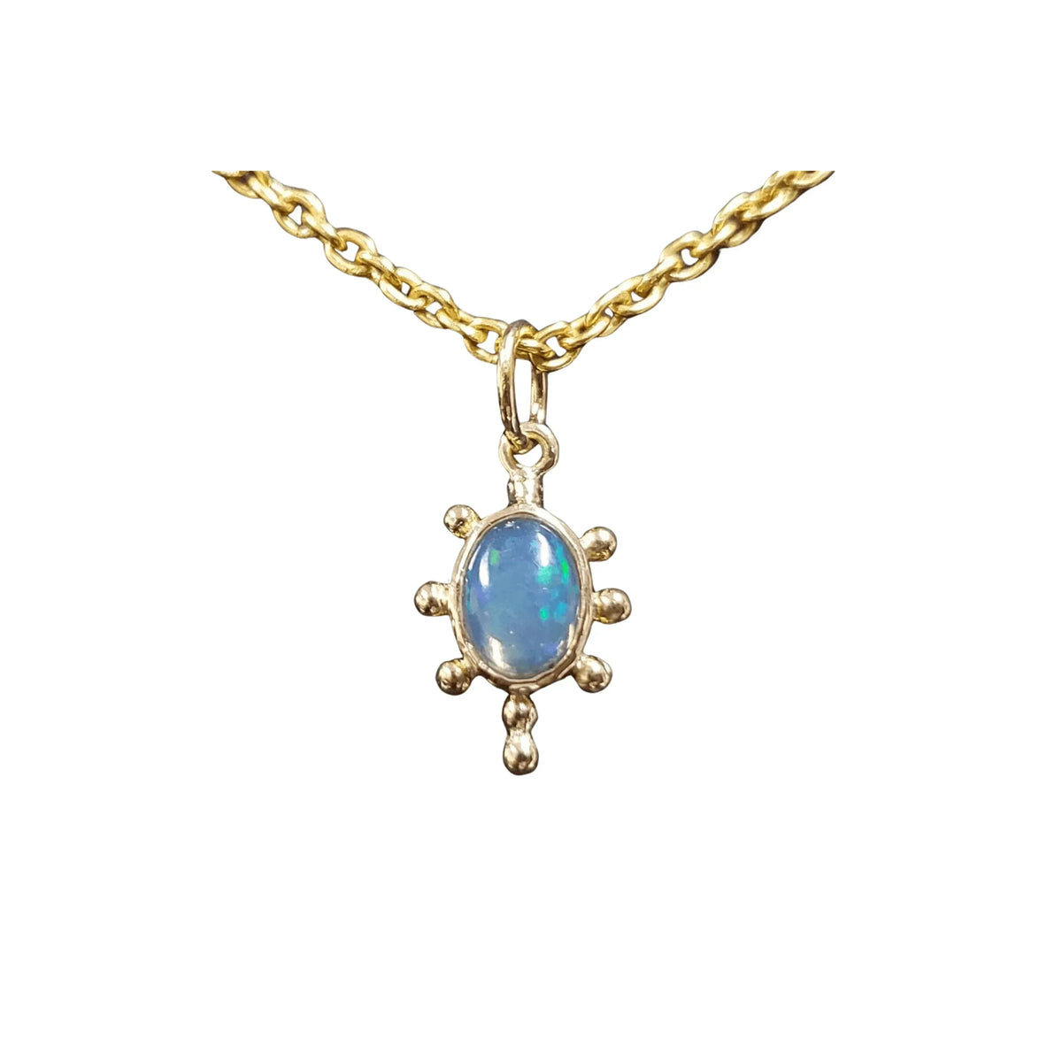 18k Natural Ethiopian Opal Pendant Gold Charm - K Jewelry Accessories