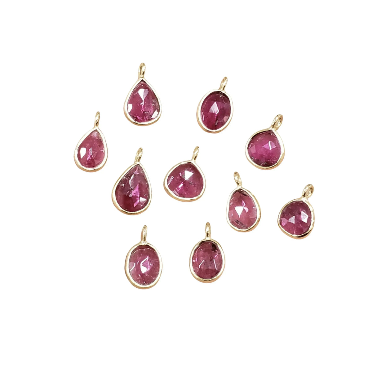 18k Gold Natural Pink Tourmaline Charm jewelry findings - K Jewelry Accessories