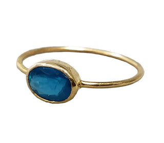 18K Gold Oval Shape Neon Apatite Ring - K Jewelry Accessories