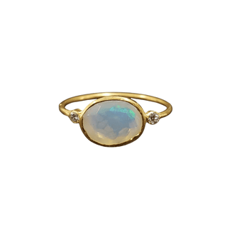 18k Gold Opal With Diamond Ring - K Jewelry Accessories