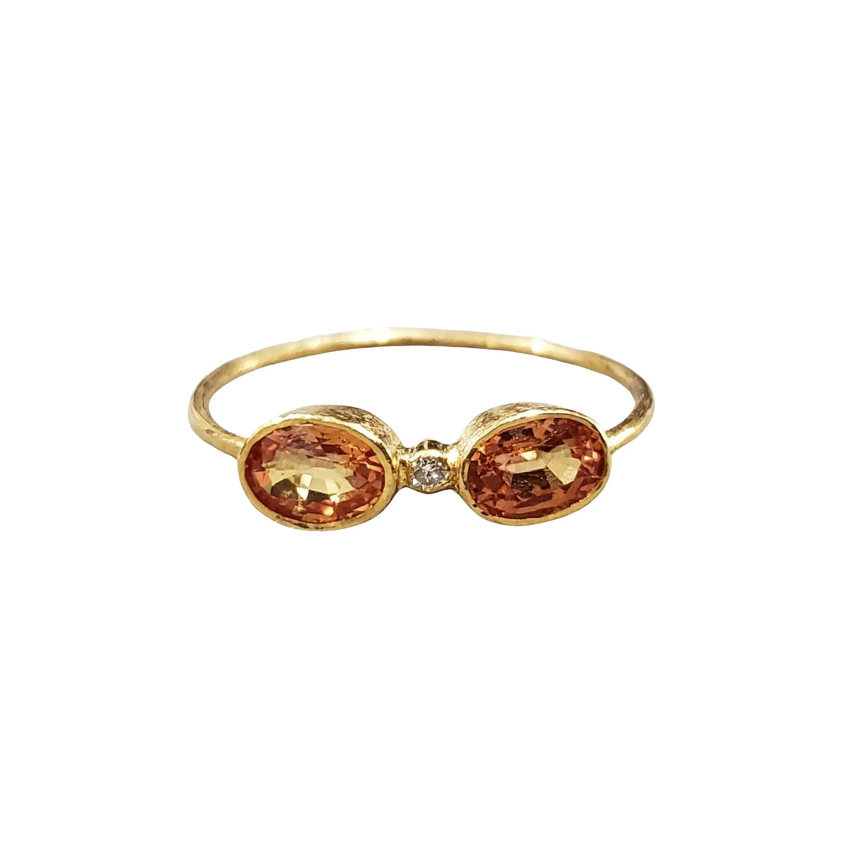 18k Gold Orange Sapphire Ring And Diamond Stackable Ring - K Jewelry Accessories