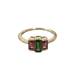 18k Gold Pink and Green Tourmaline Ring - K Jewelry Accessories