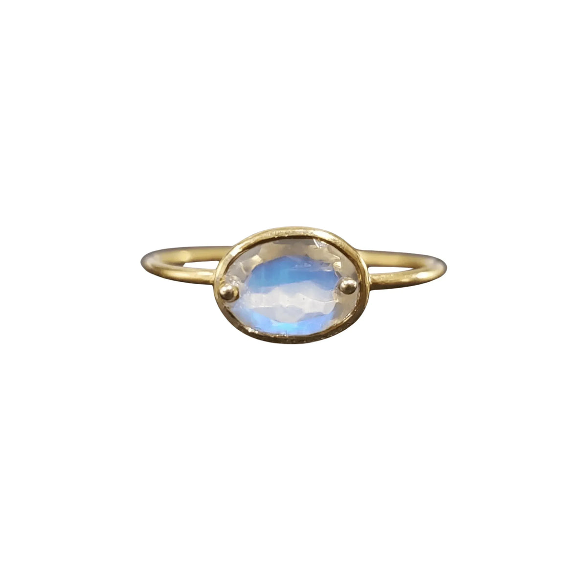 18k Gold Rainbow Moonstone Ring Oval Beautiful - K Jewelry Accessories
