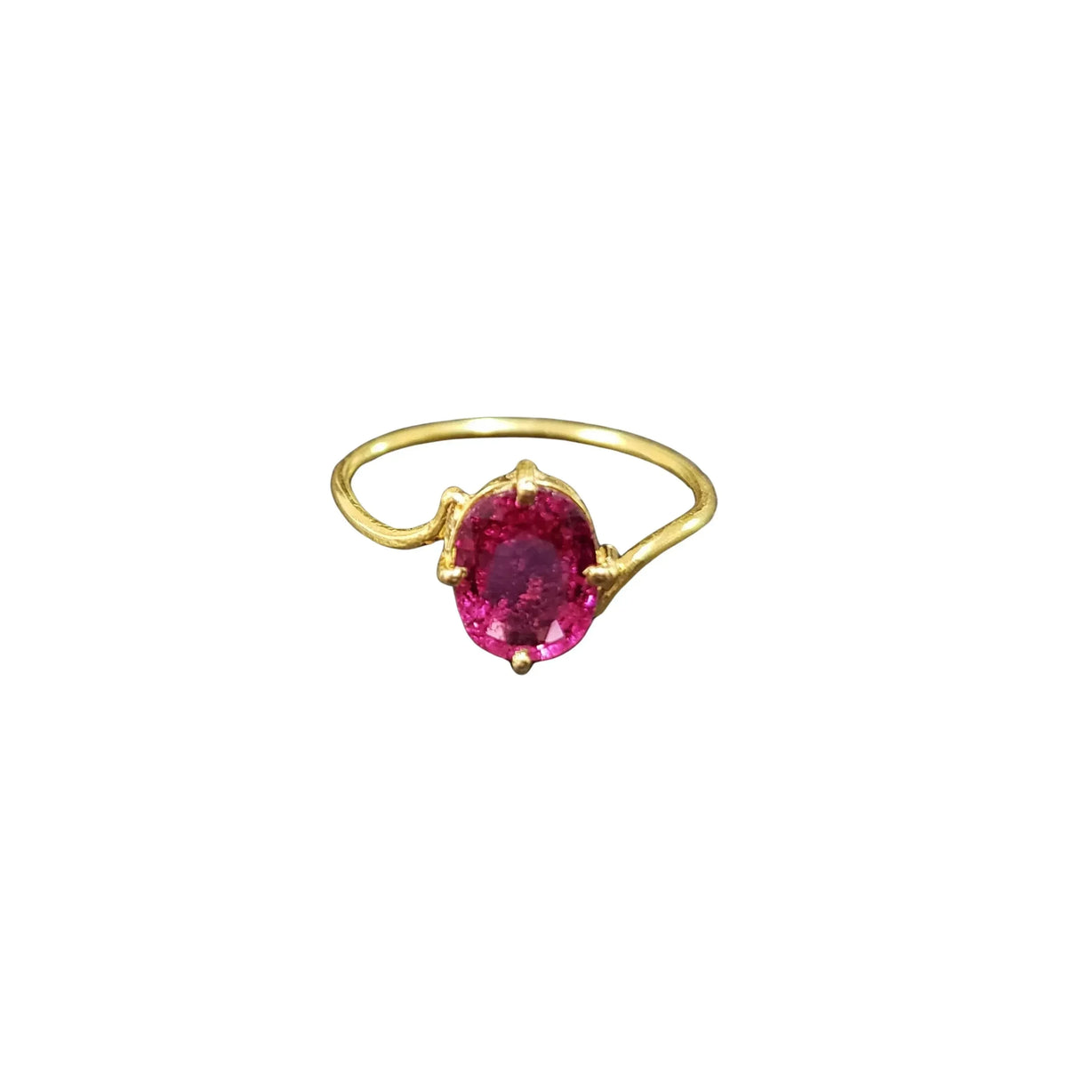Solid Gold Natural Rubellite Ring 18k - K Jewelry Accessories