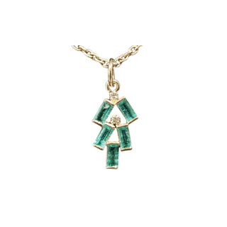 18k Gold Zambian Emerald with Diamond Pendant - K Jewelry Accessories