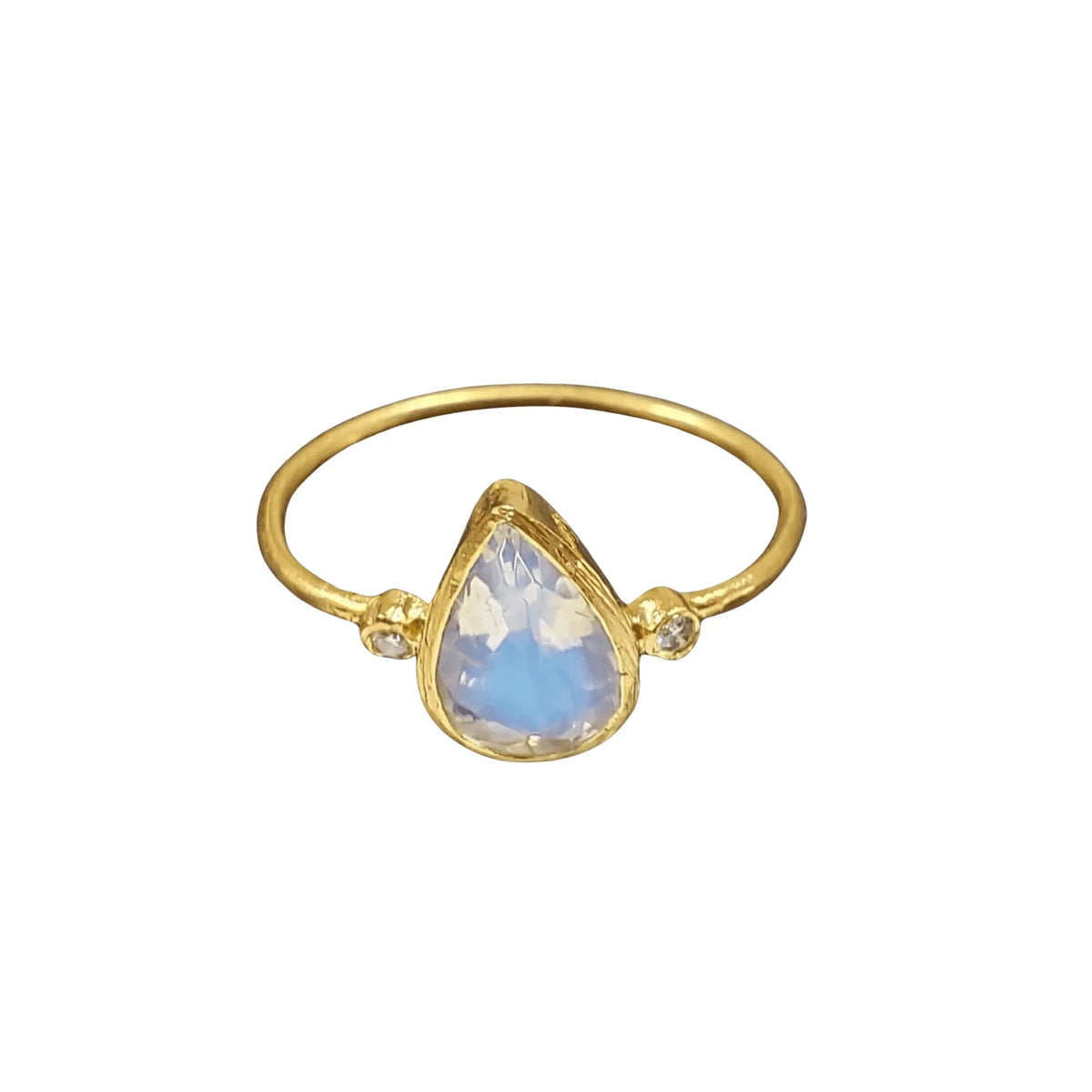 18k Gold Moonstone Ring With Diamonds - K Jewelry Accessories