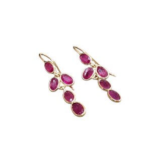 18k Gold Natural Ruby Dangling Earrings Made with Ruby Natural Ruby Stones Birthstone Jewelry