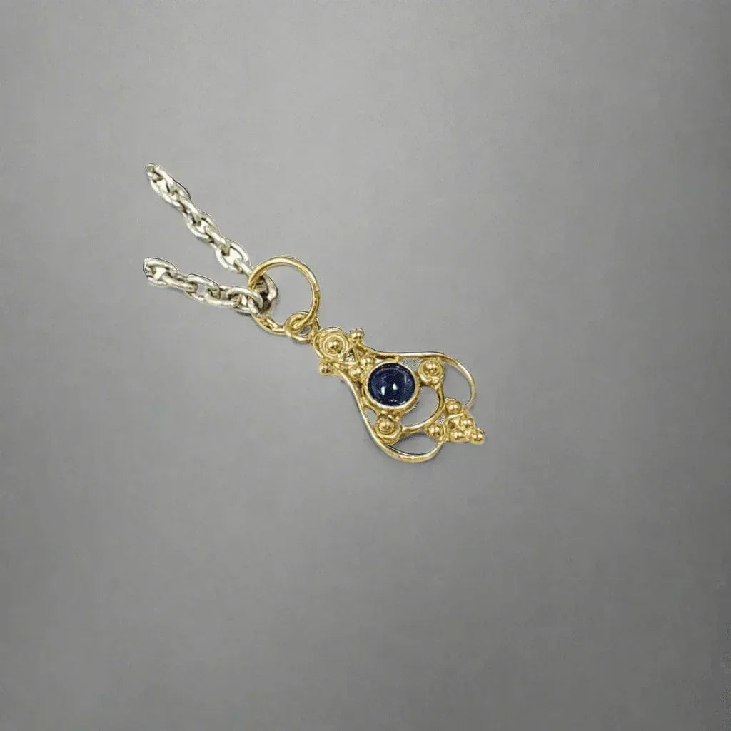 18k Gold Cabochon Blue Sapphire Pendant Women - K Jewelry Accessories