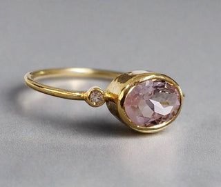 18k Gold Morganite with Diamond Ring - K Jewelry Accessories