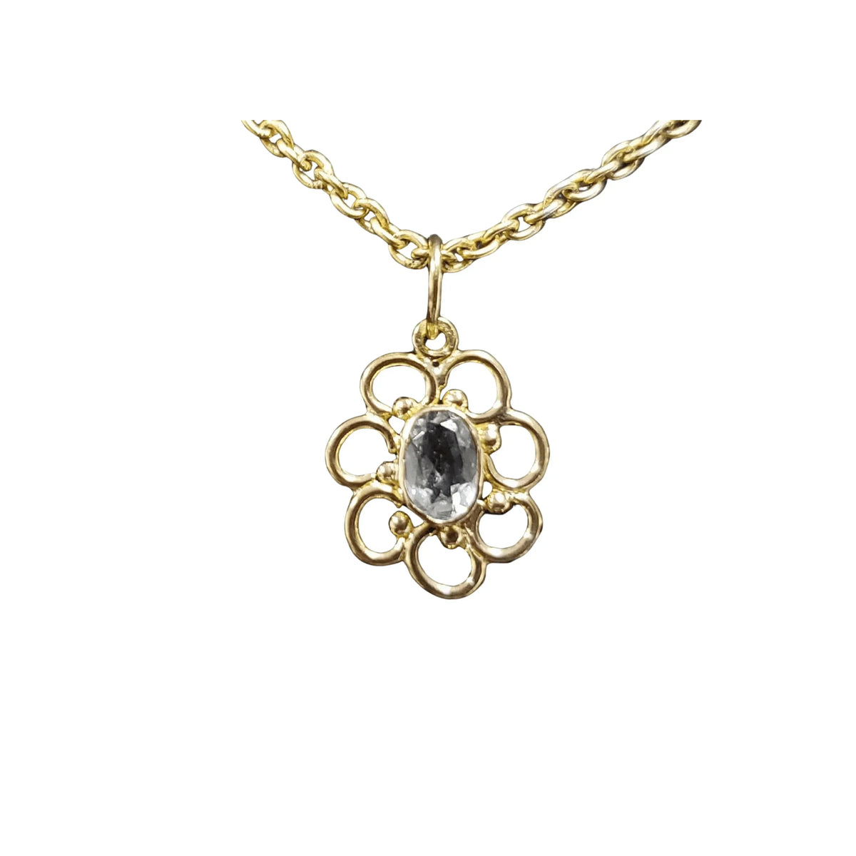 18k Gold Oval Shape Aquamarine Flower Pendant - K Jewelry Accessories