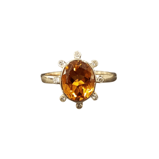 14k Gold Citrine With Diamond Ring - K Jewelry Accessories