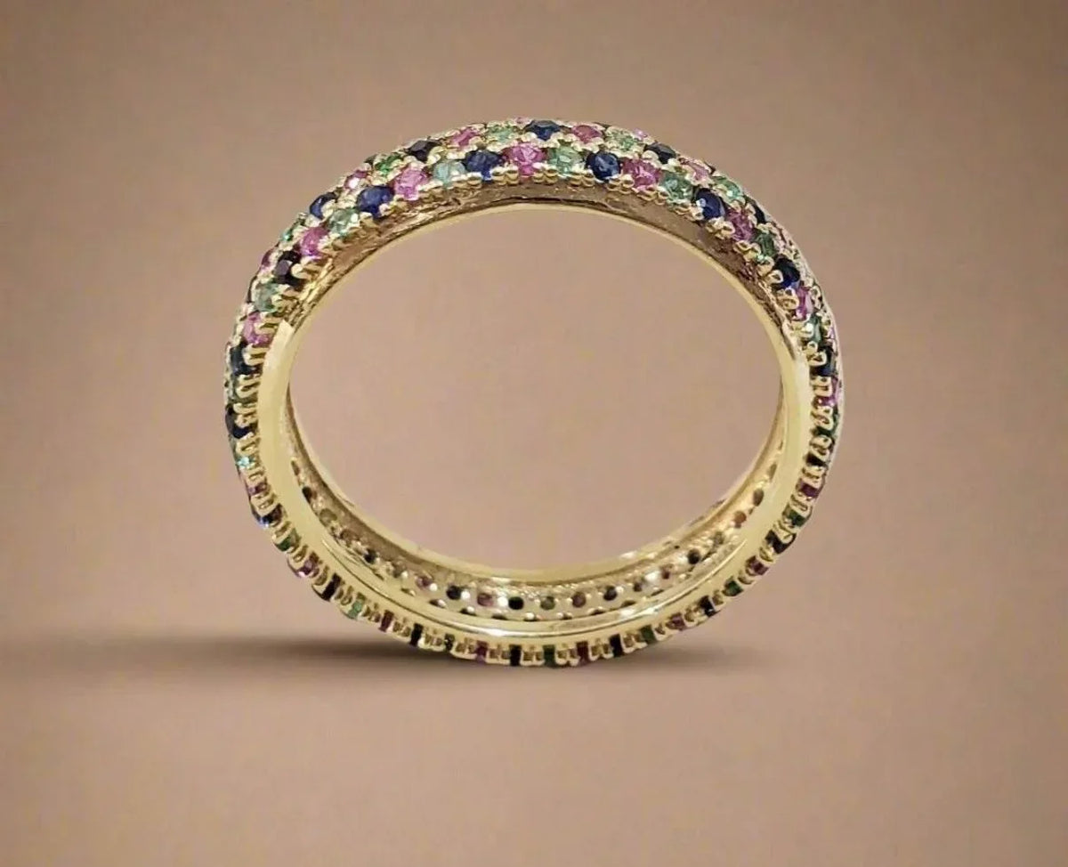 18k Gold Multi-sapphire Ring - K Jewelry Accessories