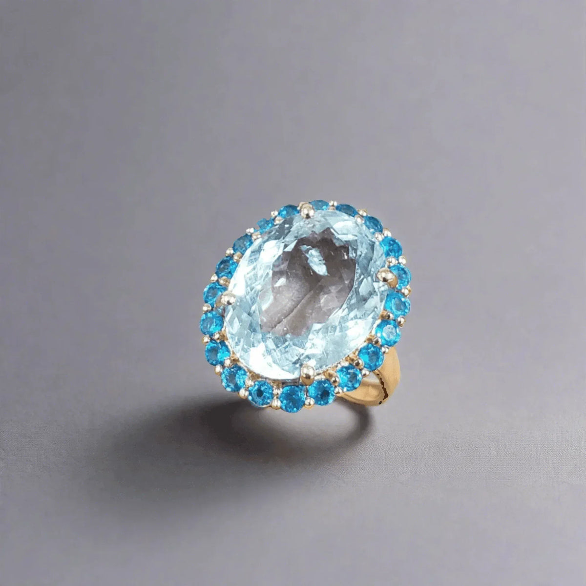 14k Gold Aquamarine & Apatite Ring - K Jewelry Accessories
