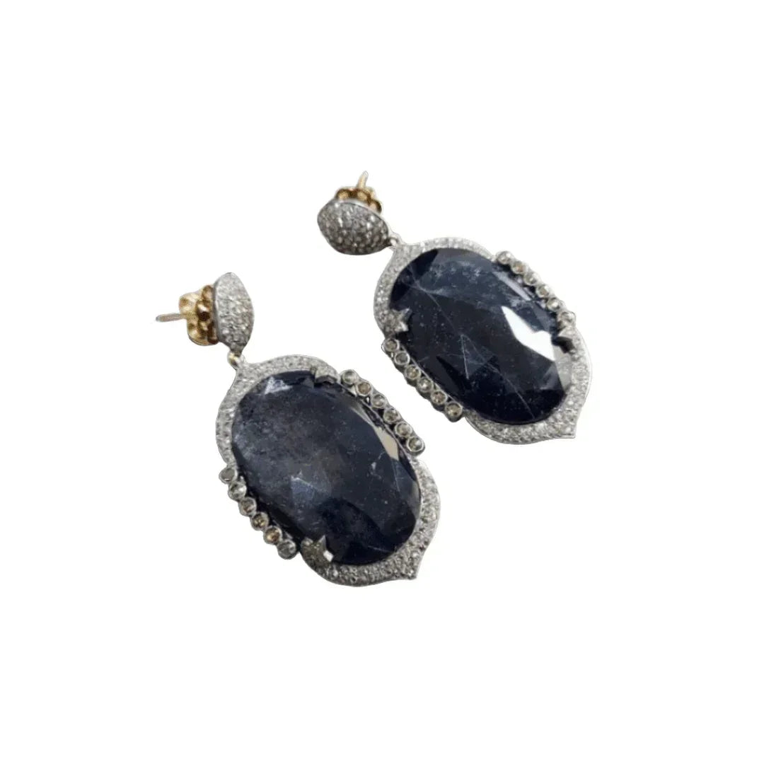 925 Silver Diamond & Iolite Earrings - K Jewelry Accessories
