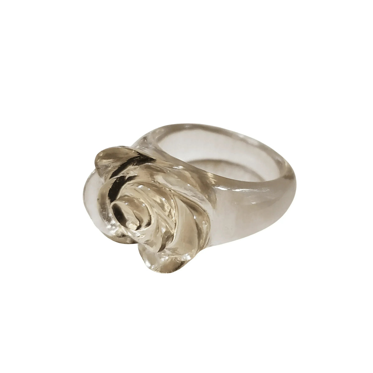 Natural Flower Carving Smoky Quartz Ring - K Jewelry Accessories