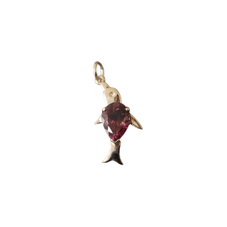 14k Gold Dolphin Pink Tourmaline Pendant - K Jewelry Accessories