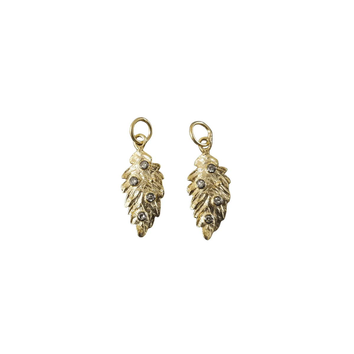 14k gold Diamond Pendant leaf shape handmade jewelry - K Jewelry Accessories