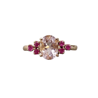 14k Gold Morganite & Ruby Ring - K Jewelry Accessories