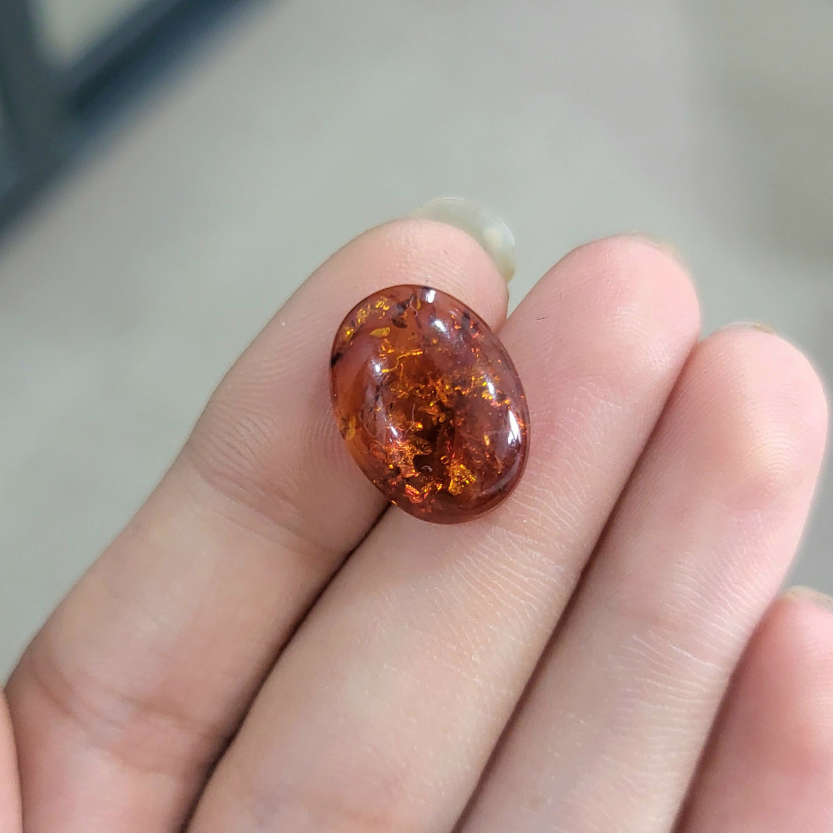 3.52 ct Natural Reddish Orange Amber Oval shape - #AB2