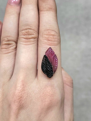 8.63 ct Natural Bi-Color Tourmaline in carved leaf shape - #TL153