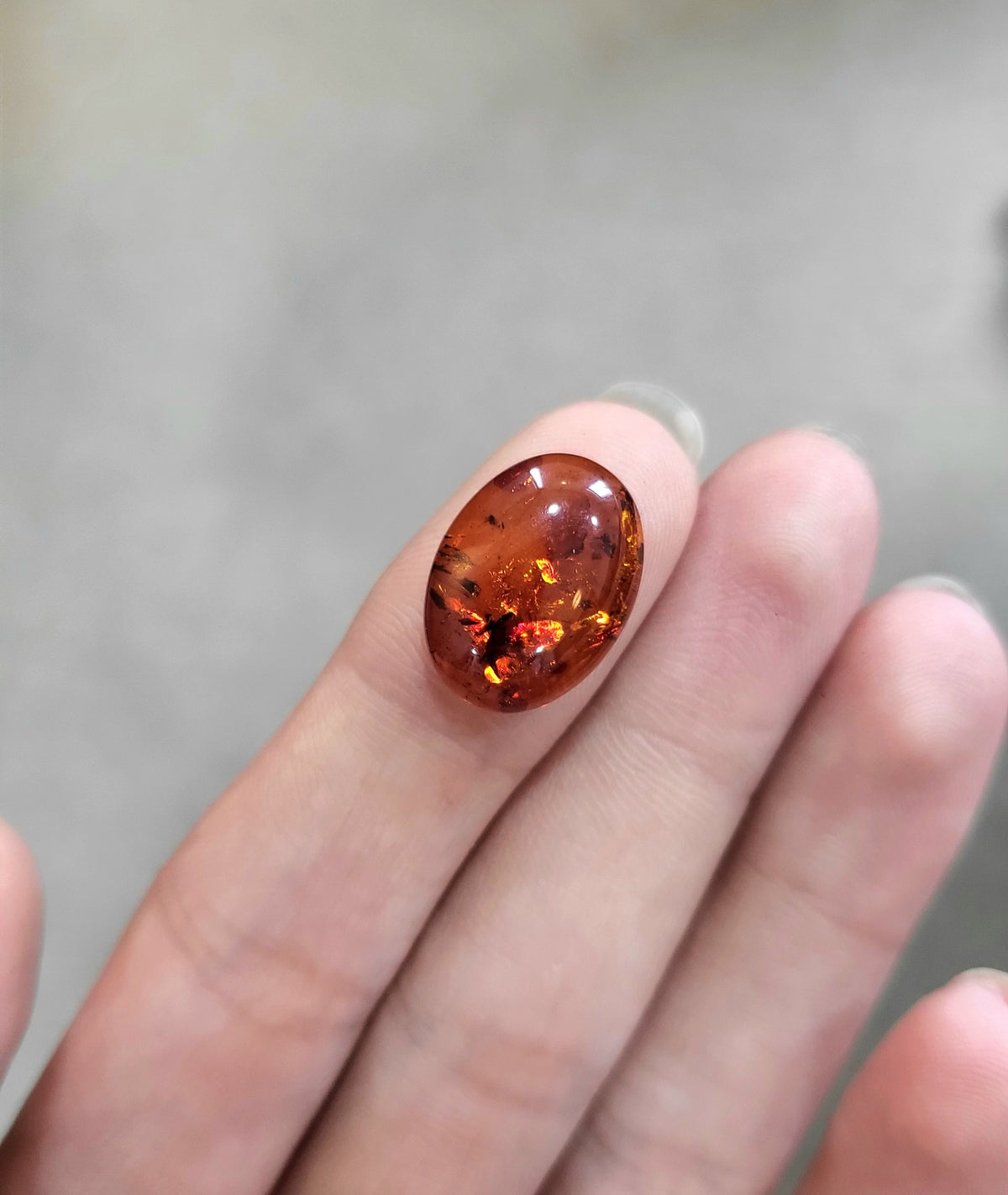 3.63 ct Natural Reddish Orange Amber Oval shape - #AB3