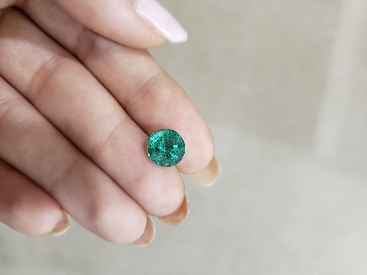 2.37 ct Natural Green Zambian Emerald Round shape - #EM271