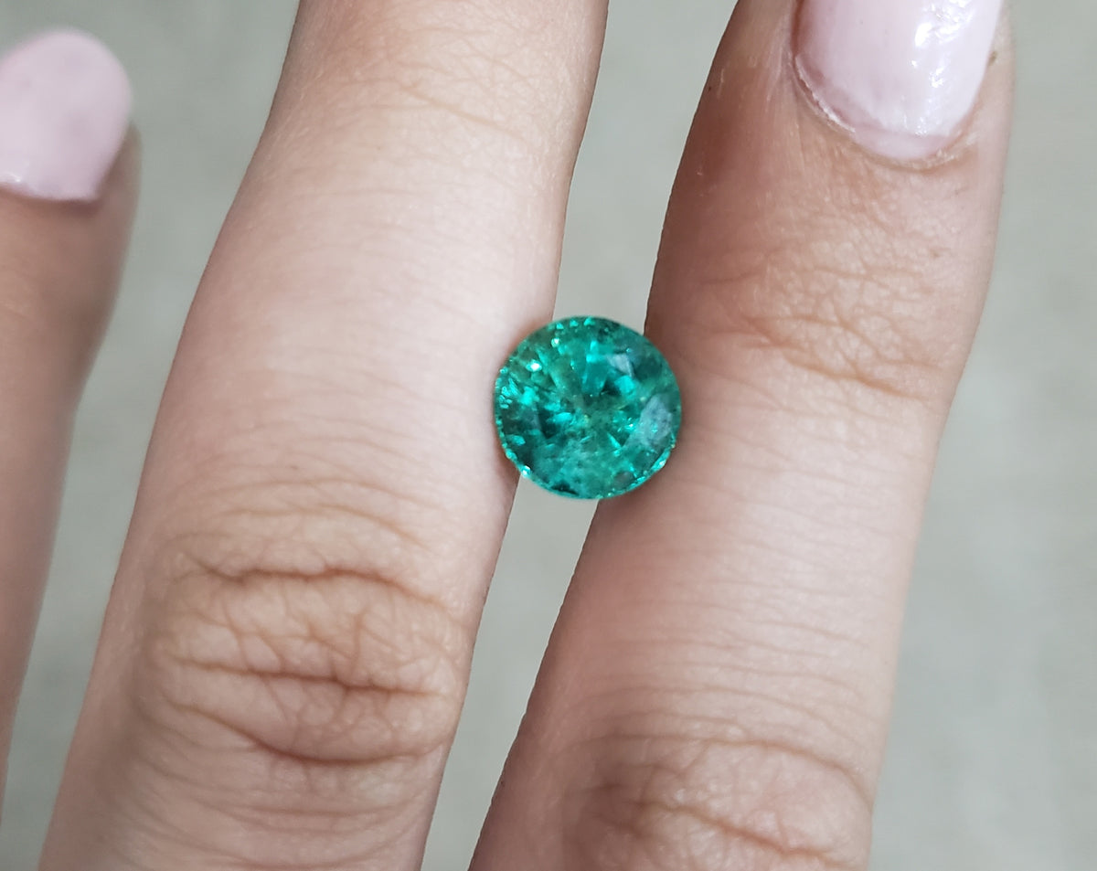 2.37 ct Natural Green Zambian Emerald Round shape - #EM271