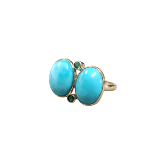 14k Gold Turquoise and Emerald Gold Ring - K Jewelry Accessories