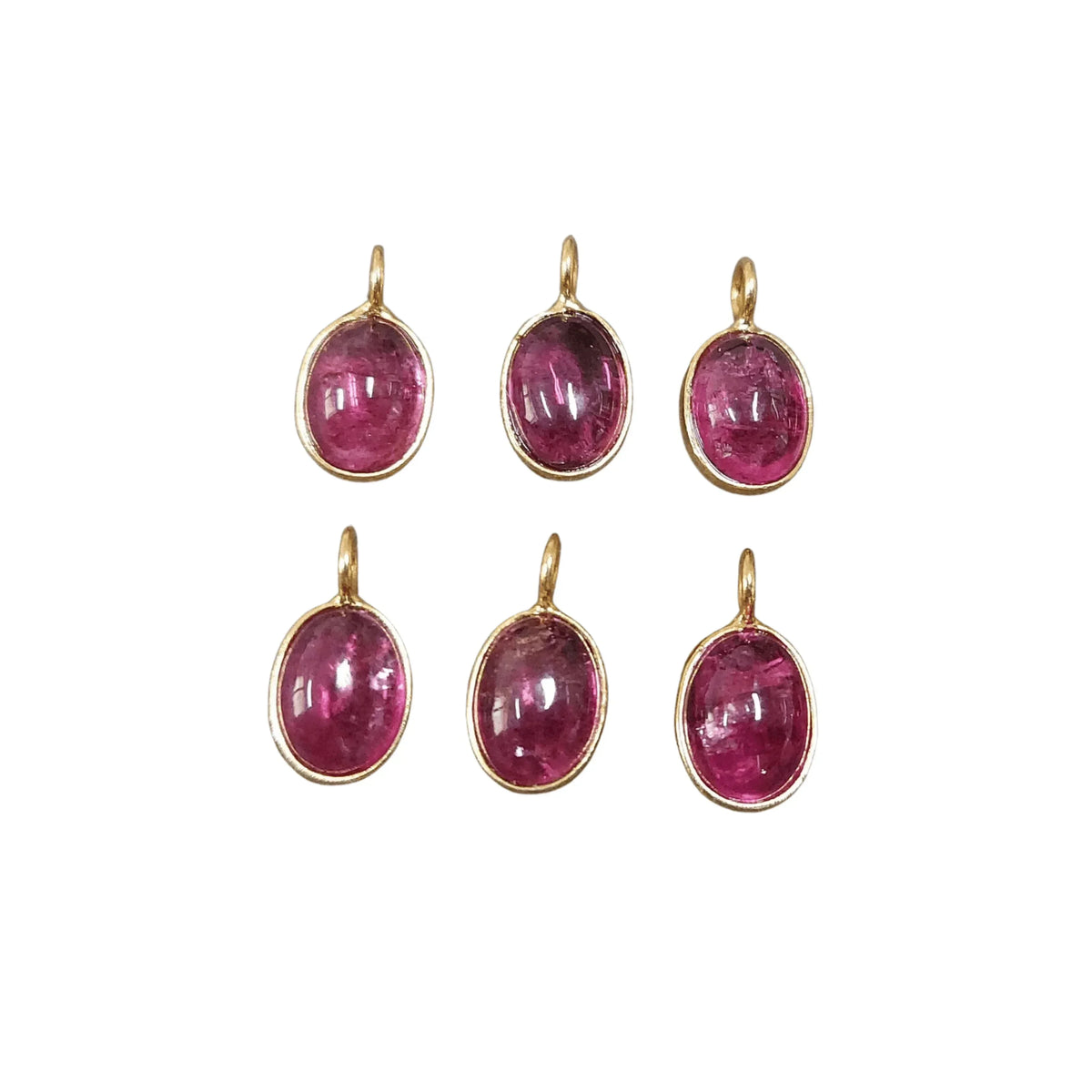 18k Gold Rubellite Pendant Oval Shape Charm for her - K Jewelry Accessories