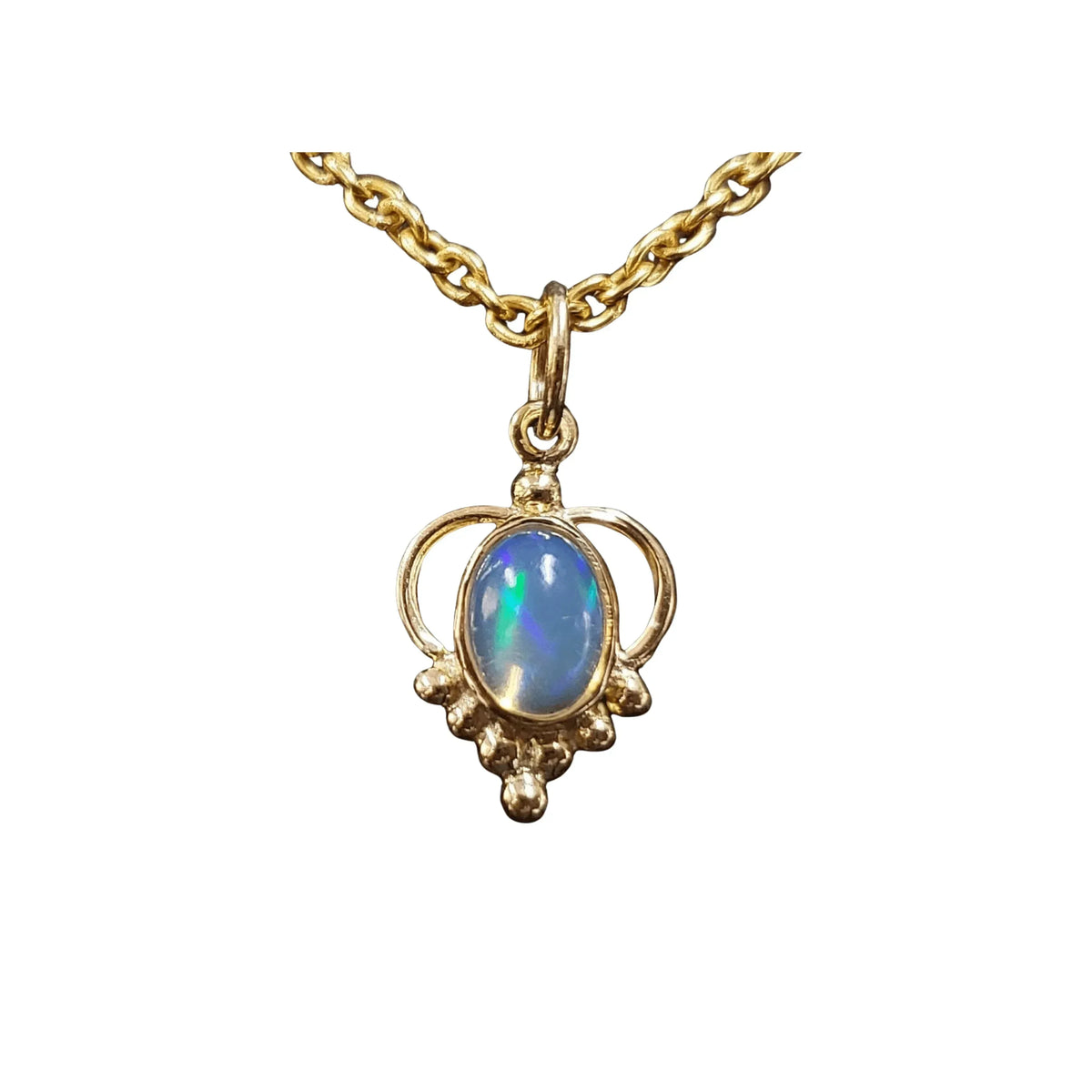 18k Gold Ethiopian Opal Minimalist Pendant Oval Shape Charm - K Jewelry Accessories