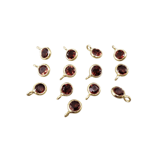 18k Gold Round Red Garnet Charm - K Jewelry Accessories