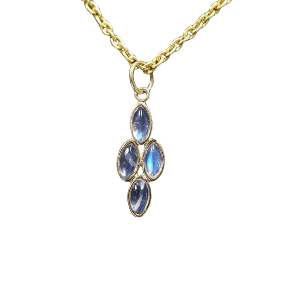 14k Gold Rainbow moonstone Pendant 4 stone - K Jewelry Accessories