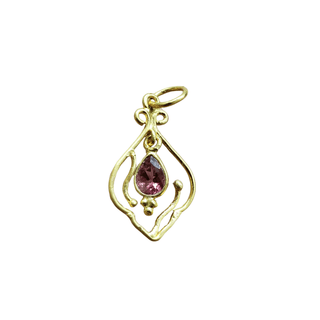 18k Gold Pink Tourmaline Dainty Pendant - K Jewelry Accessories