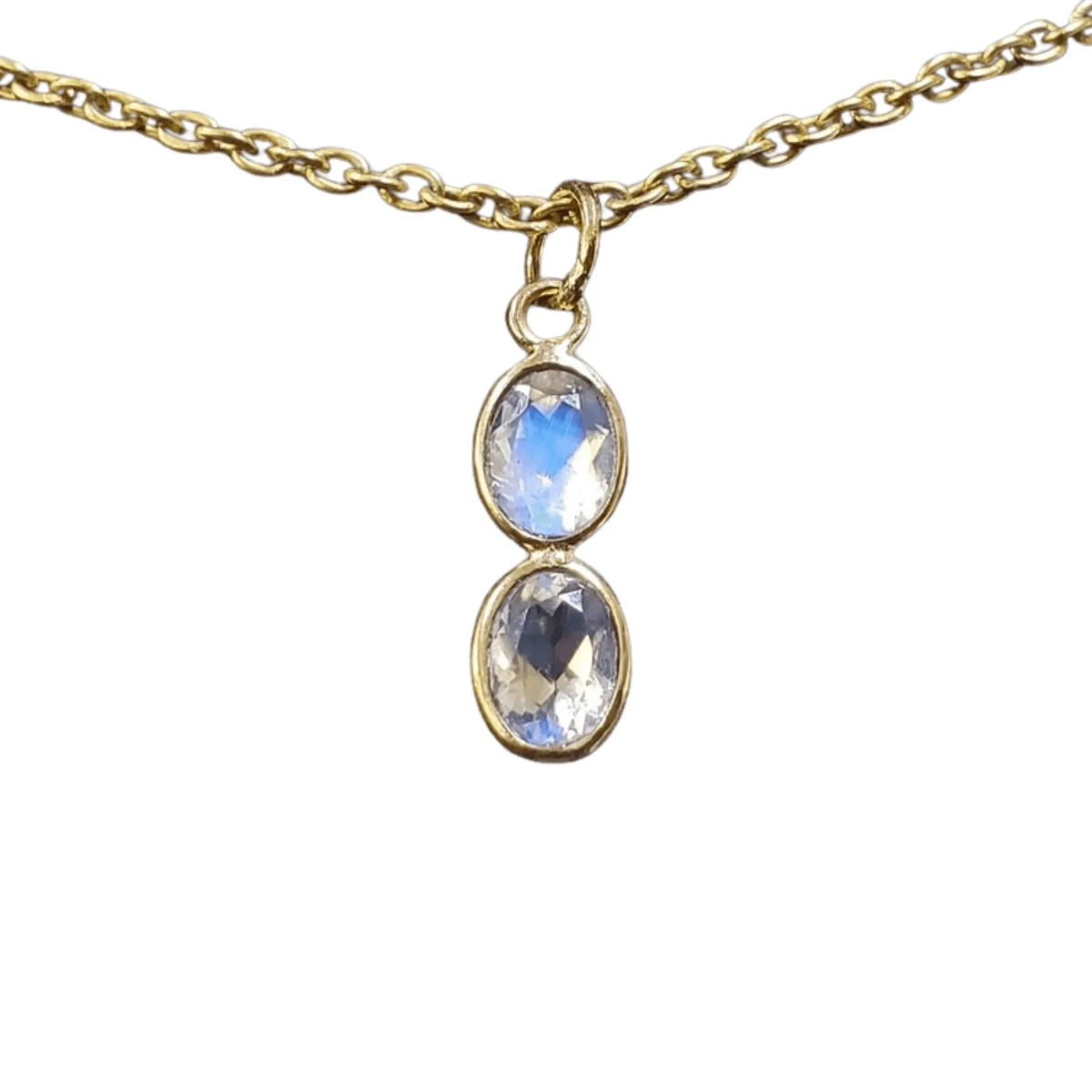 Blue Schiller Gold Rainbow Moonstone Pendant For Women - K Jewelry Accessories