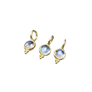 14k Gold Tiny Rainbow Moonstone Blue Flash Charm - K Jewelry Accessories