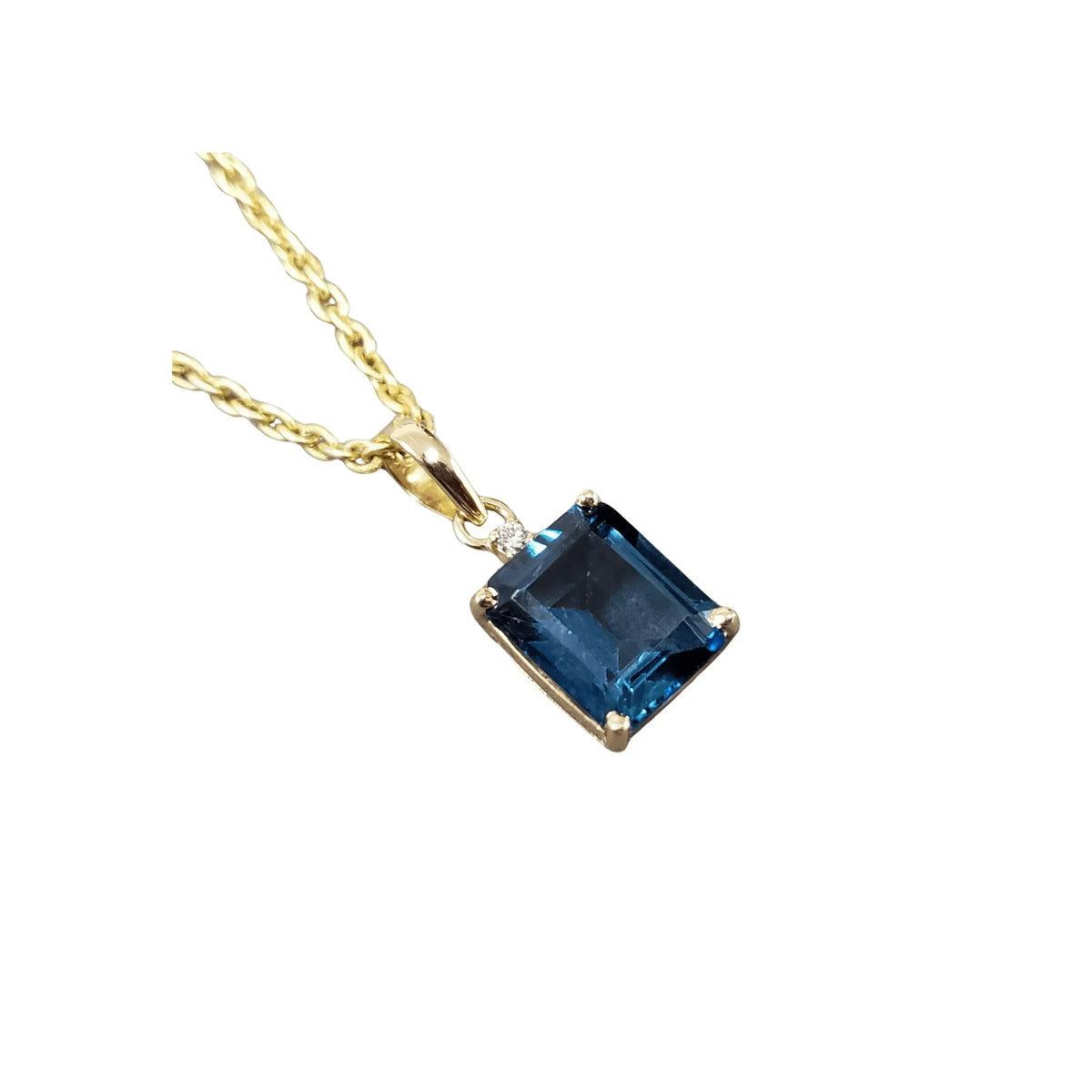 18K Gold Blue Topaz Pendant & Diamond Pendant - K Jewelry Accessories