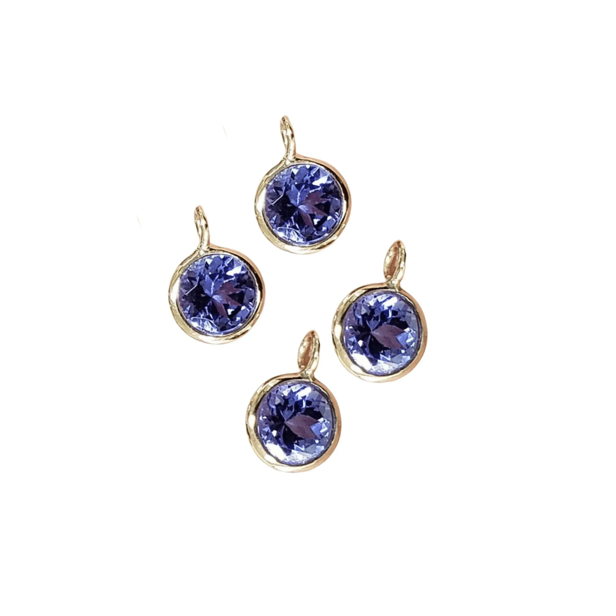 18k Yellow Gold Tanzanite Charm Pendant Round Elegant - K Jewelry Accessories