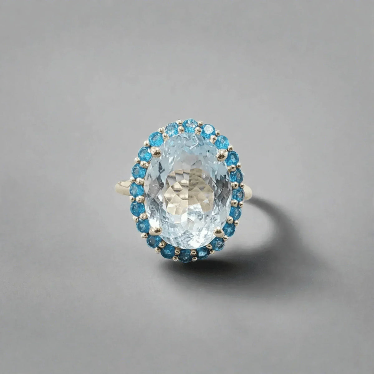 14k Gold Aquamarine & Apatite Ring - K Jewelry Accessories