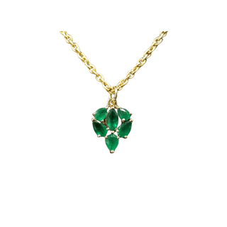 14k Gold Zambian Emerald Leaf Pendant - K Jewelry Accessories