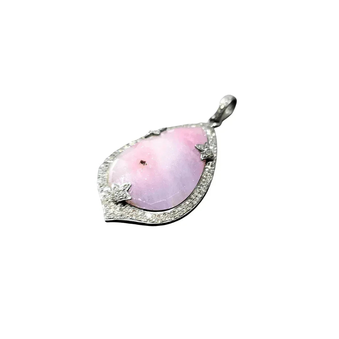925 Silver Natural Pink Sapphire Victorian Pendant - K Jewelry Accessories